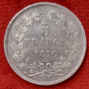 5 Fr Cérès Argent 1870 A. Paris. Type sans Légende. Superbe