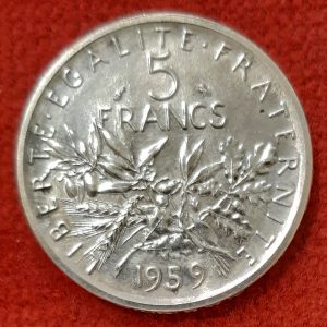 Essai 5 Francs Argent 1959. Grand « 5 ».
