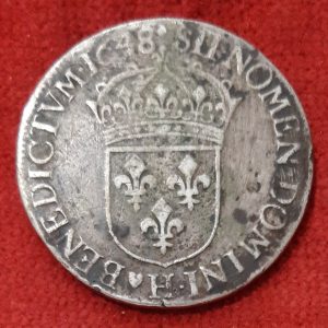 Louis XIIII  Ecu Argent Mèche Longue 1648 H. La Rochelle