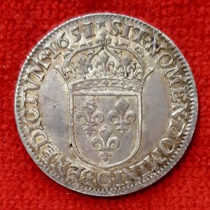 Louis XIIII  1/2 écu Argent Louis XIIII 1651 C.  Saint Lô