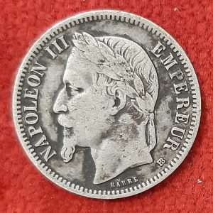 1 Franc Argent Napoléon III 1870 BB. Strasbourg