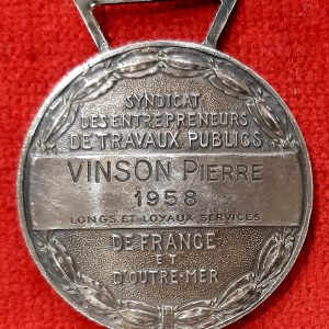 Médaille Argent Syndicat Entrepreneurs Travaux Publics France et Outre Mer. Art Déco.