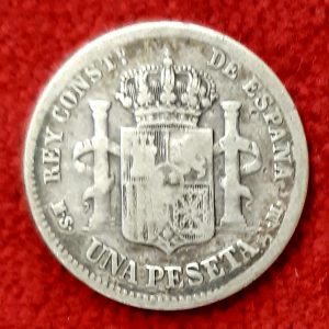 Espagne 1 Peseta Argent Alphonse XII. 1885