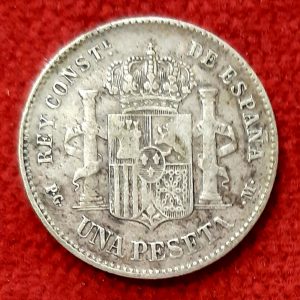 Espagne 1 Peseta Argent Alphonse XIII 1891