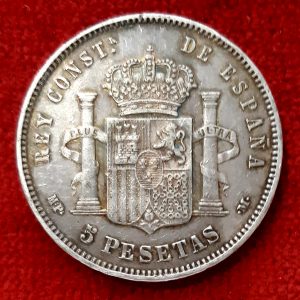 Espagne 5 Pesetas Argent Alphonse XIII. 1888