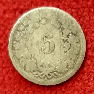 Suisse 5 Rappen 1851 BB.  Rare.