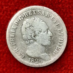 Italie 1 Lire Argent Charles Félix. Lombardie. 1826. Turin