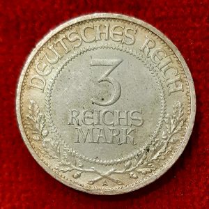 Allemagne 3 Reichsmark Argent 1926 A. Berlin. 700 ans ville libre Lübeck