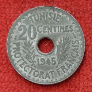 Tunisie 20 Centimes 1945. Protectorat Français