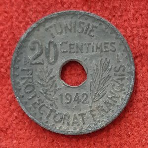Tunisie 20 Centimes 1942. Protectorat Français