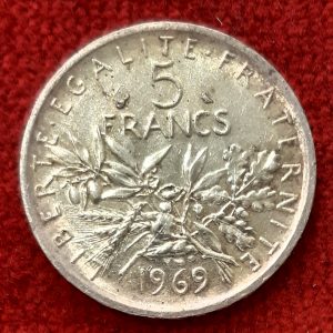 5 Francs Argent Semeuse 1969.