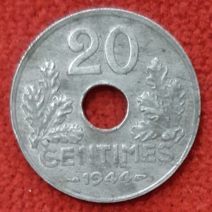 20 Centimes Zinc 1944.