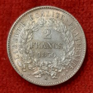 2 Francs Argent Cérès 1870 A. Petit A.