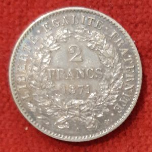 2 Francs Argent Cérès 1871 A. Petit A.
