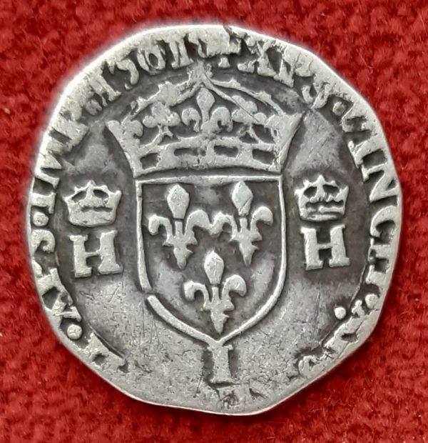 Charles IX au nom d'Henri II 1/4 Franc Argent 1561 I. Limoges