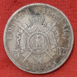 Napoléon III.  5 Francs Argent 1870 A. Paris