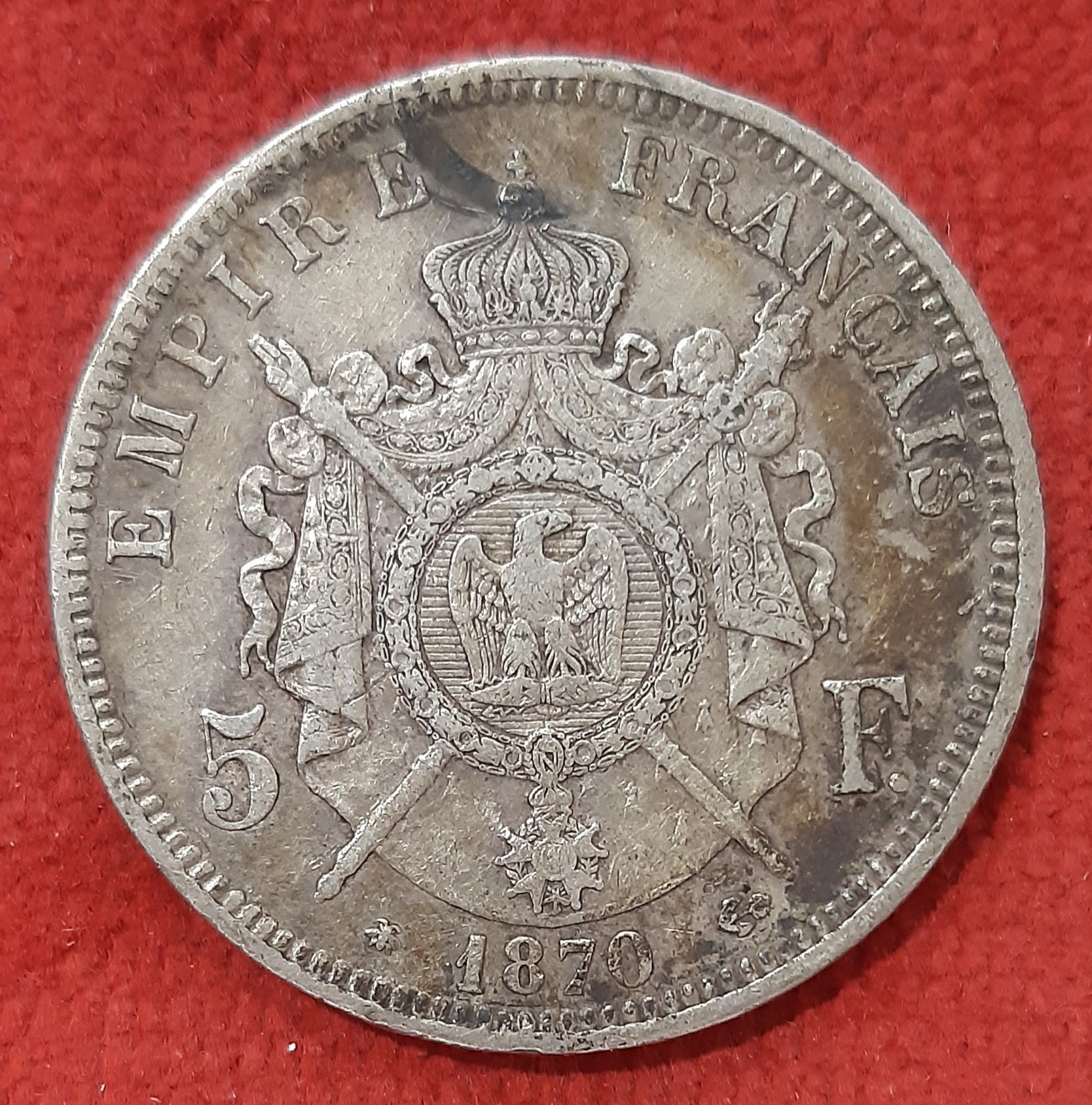 Napoléon III. 5 Francs Argent 1870 A. Paris