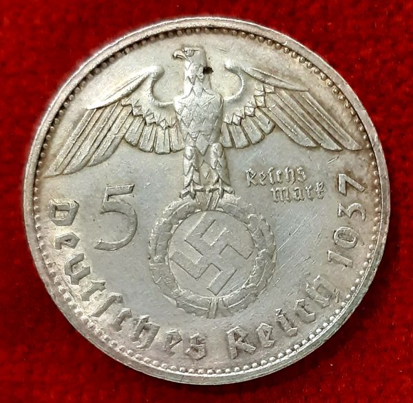 Allemagne 5 Mark Argent 1937 G. Karlsruhe