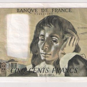 500 Francs Pascal 5.11.1987. Alphabet A.