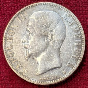 Napoléon III.  5 Francs Argent 1855 BB. Strasbourg.