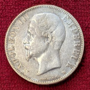 Napoléon III.  5 Francs Argent 1855 BB. Strasbourg.
