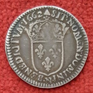 Louis XIIII. 1/12 écu 1662 N. Montpellier