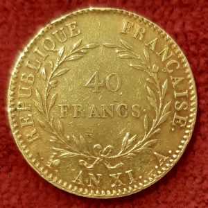 40 Francs Or Bonaparte 1er Consul  An XI  A. Paris
