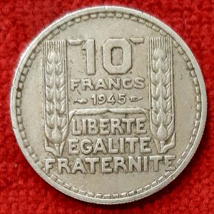 10 Francs Turin 1945 Rameaux Courts.