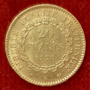 20 Francs Or Génie 1876 A. Paris