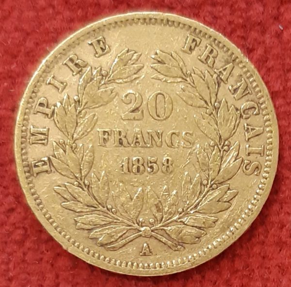 20 Francs Or Napoléon III 1858. A. Paris