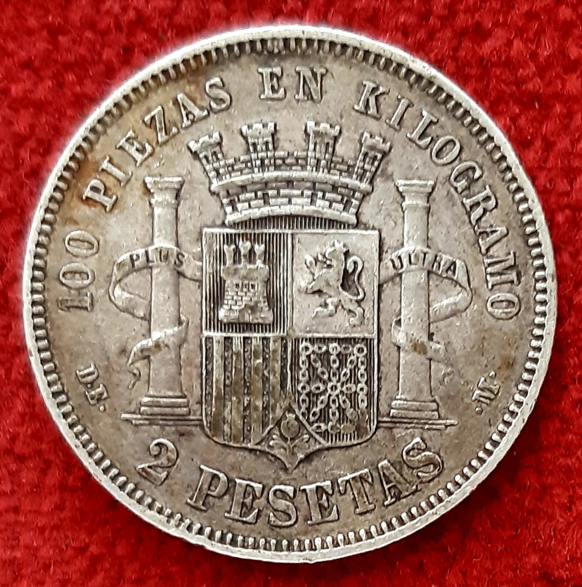Espagne 2 Pesetas Argent 1870. '' étoile 74 ''