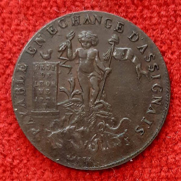 3 Sols Thévenon. An III. 1791. Monnaie de Confiance.