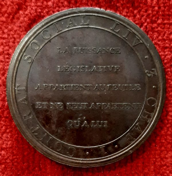 Monneron à l'Effigie de Rousseau. 1791. Monnaie de Confiance.