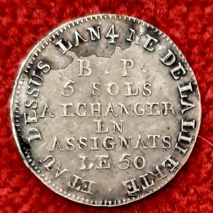 5 Sols Lefevre, Lesage et Cie. 1792. Monnaie de Confiance.