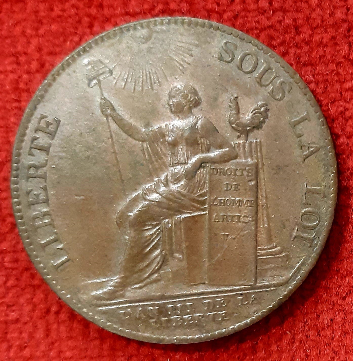 Monneron 2 Sols à la Liberté. 1791. Monnaie de Confiance.