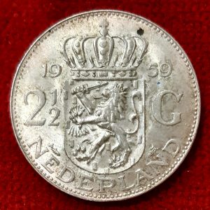 Pays Bas   2. 1/2 Gulden Argent 1959.