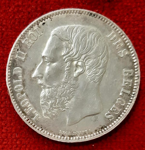 Belgique 5 Francs Argent 1875.