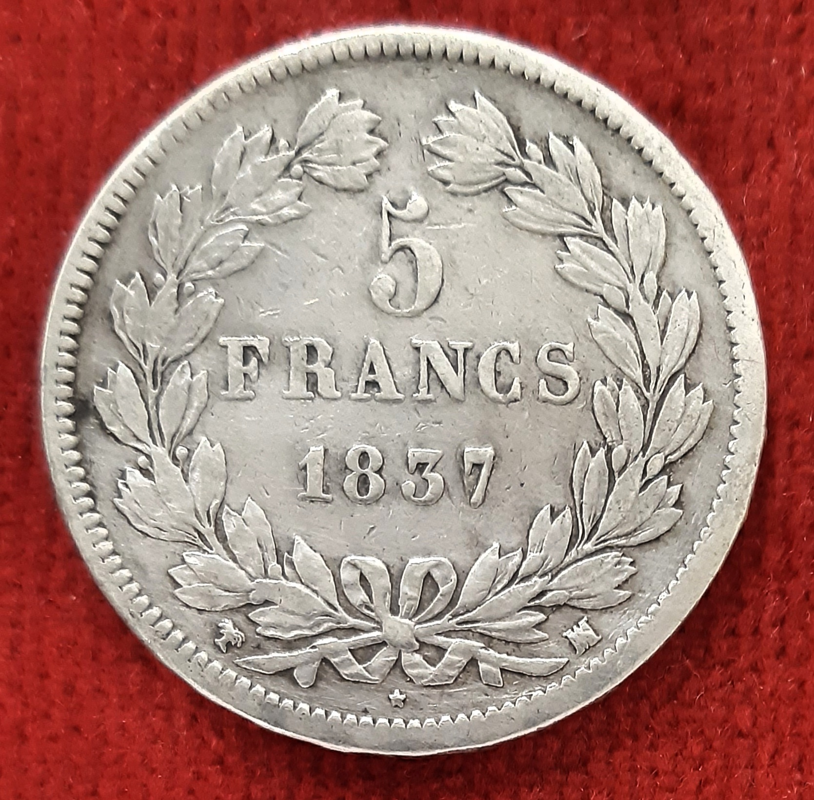 Louis Philippe 5 Francs Argent 1837 MA. Marseille