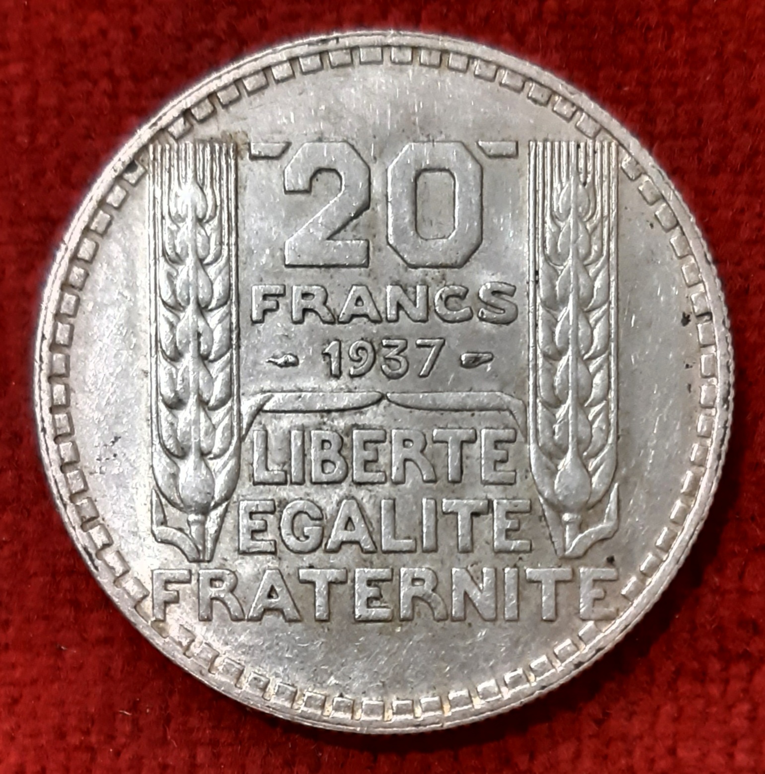 20 Francs Turin Argent 1937.