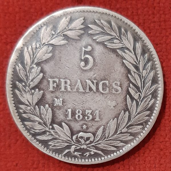 Louis Philippe 5 Francs Argent 1831 MA. Marseille.