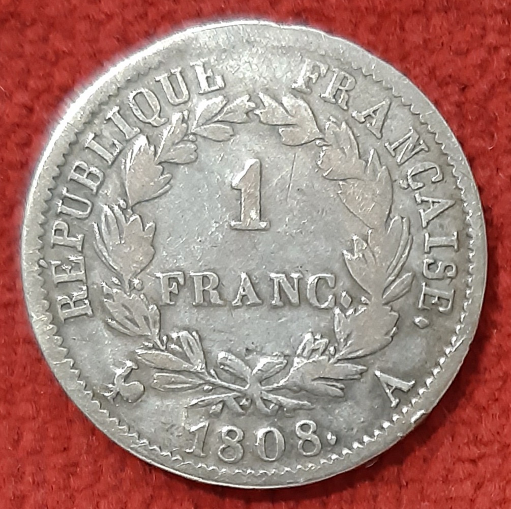 1 Franc Argent Napoléon Empereur 1808 A. Paris.