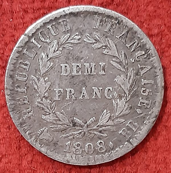 1/2 Franc Argent 1808 BB. Strasbourg.