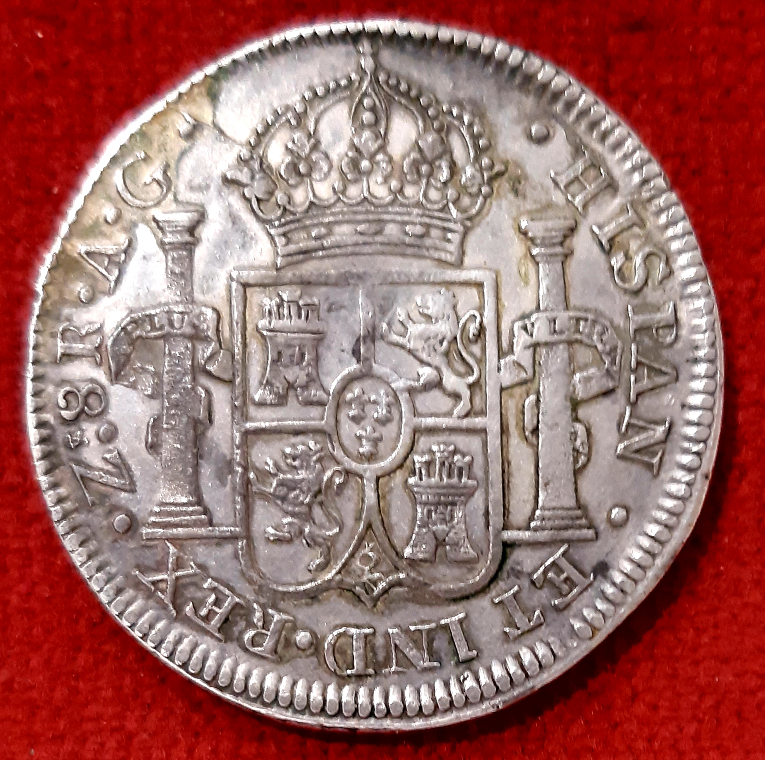 Espagne 8 Réales Argent Ferdinand VII 1820. Zacatecas. Mexique