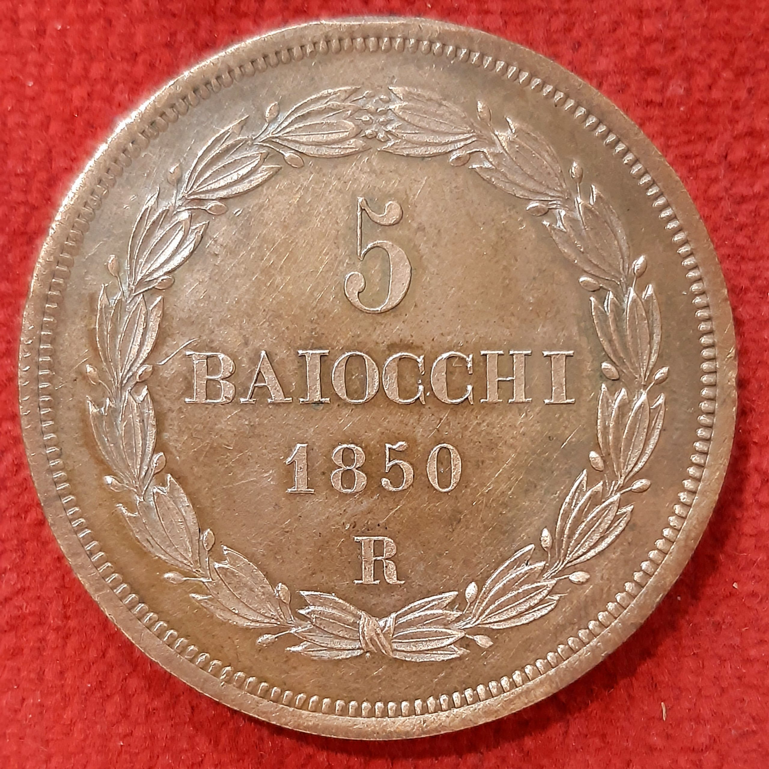Vatican 5 Baiocchi 1850 R.