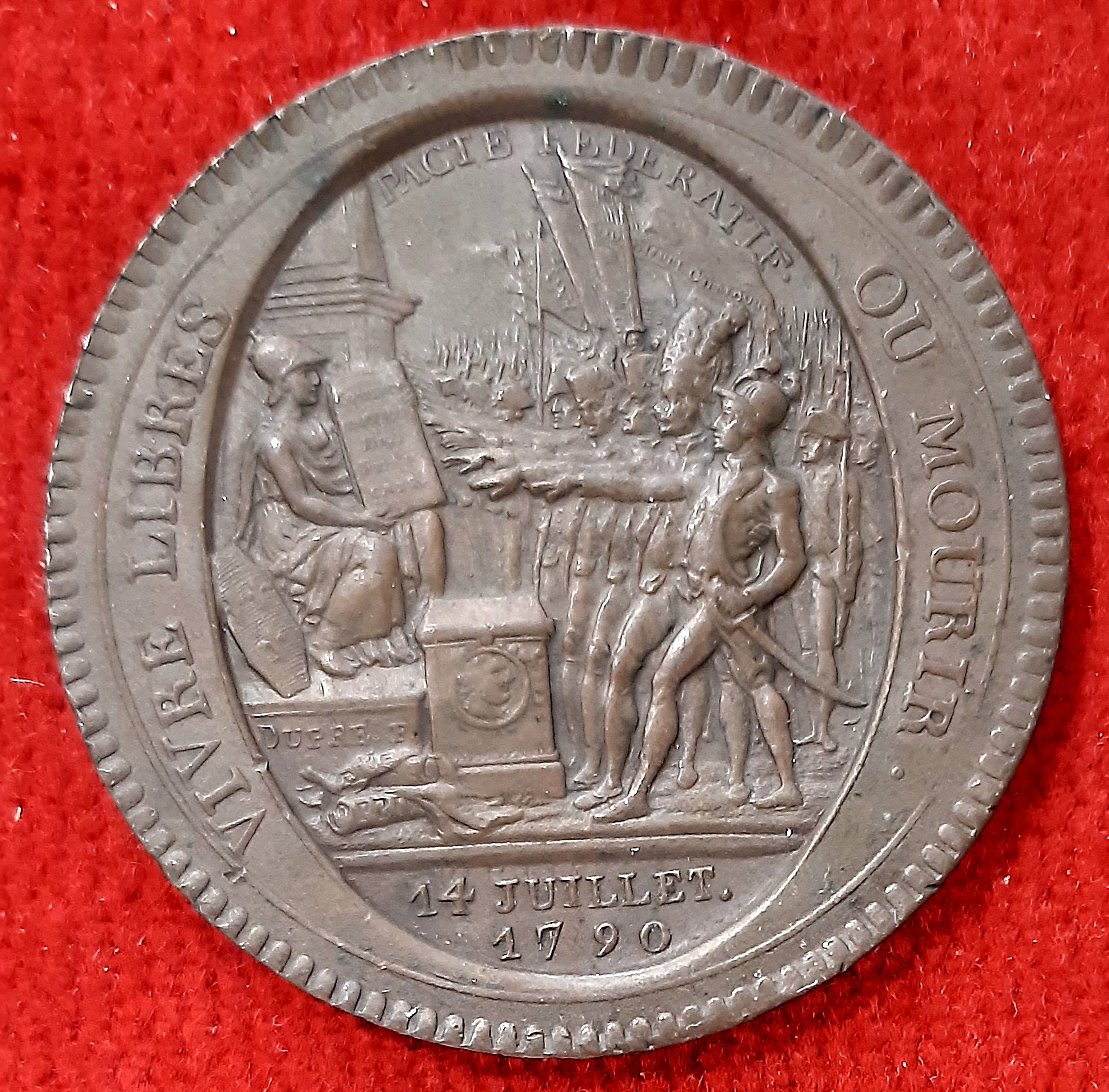 Monneron 5 Sols au Serment. 1792. Type sans " T " à département. Monnaie de Confiance.