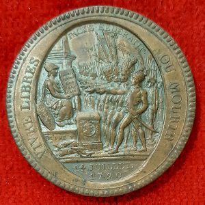 Monneron 5 Sols au Serment. 1792. Type avec  » T  » à département. Monnaie de Confiance.