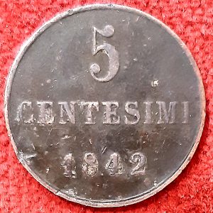 Italie  Sardaigne  5 Centesimi 1842.