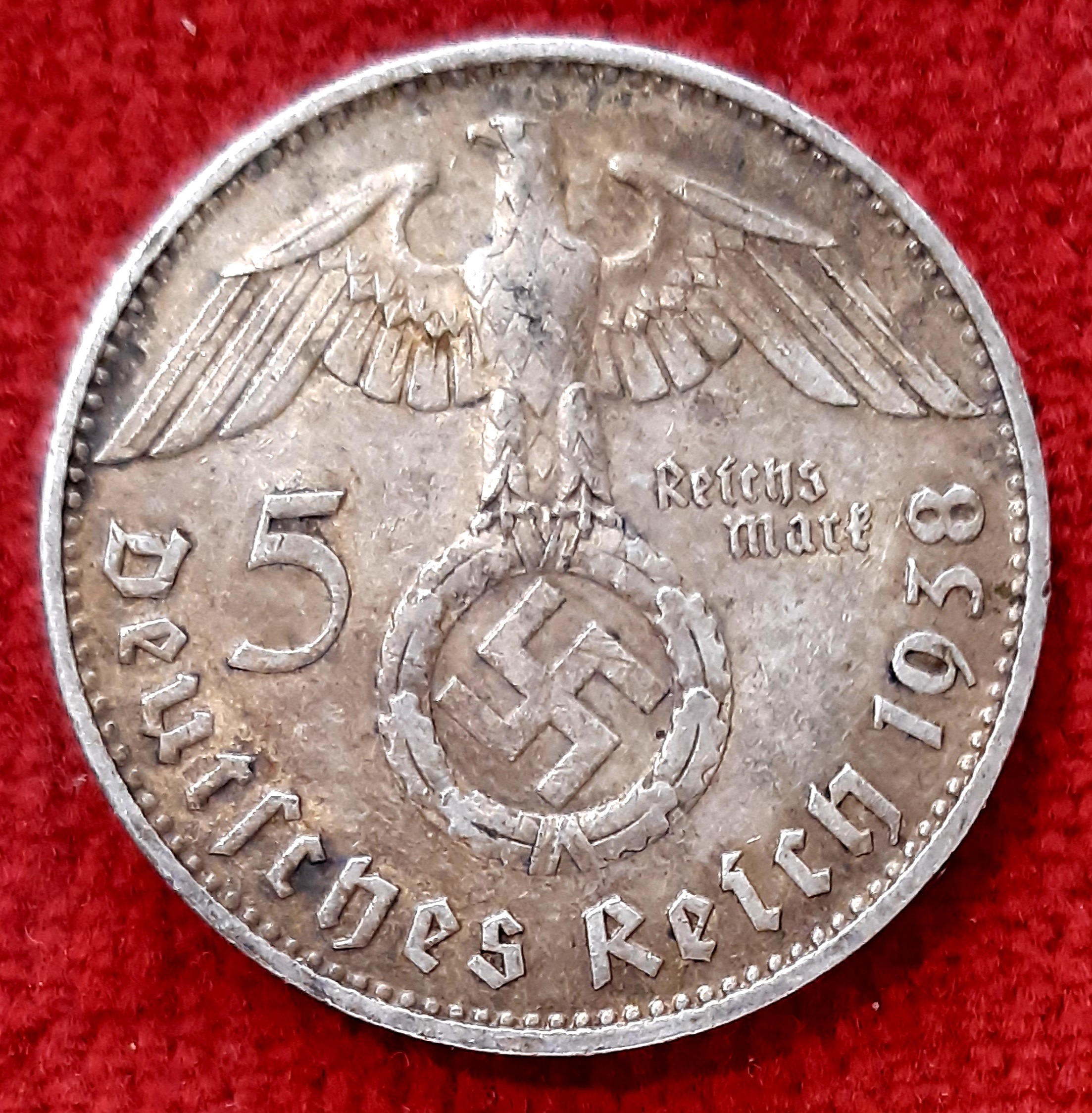 Allemagne 5 Mark Argent 1938 J. Hambourg
