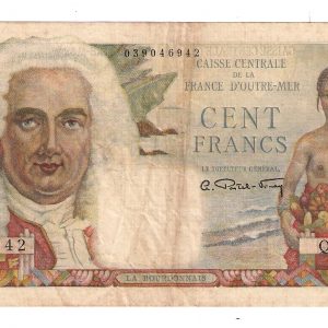 100 Francs La Bourdonnais. Caisse Centrale de la France d’Outre Mer. 1946. Afrique Equatoriale Française.