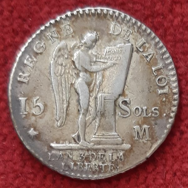 Louis XVI 15 Sols Argent 1791 M. Toulouse.